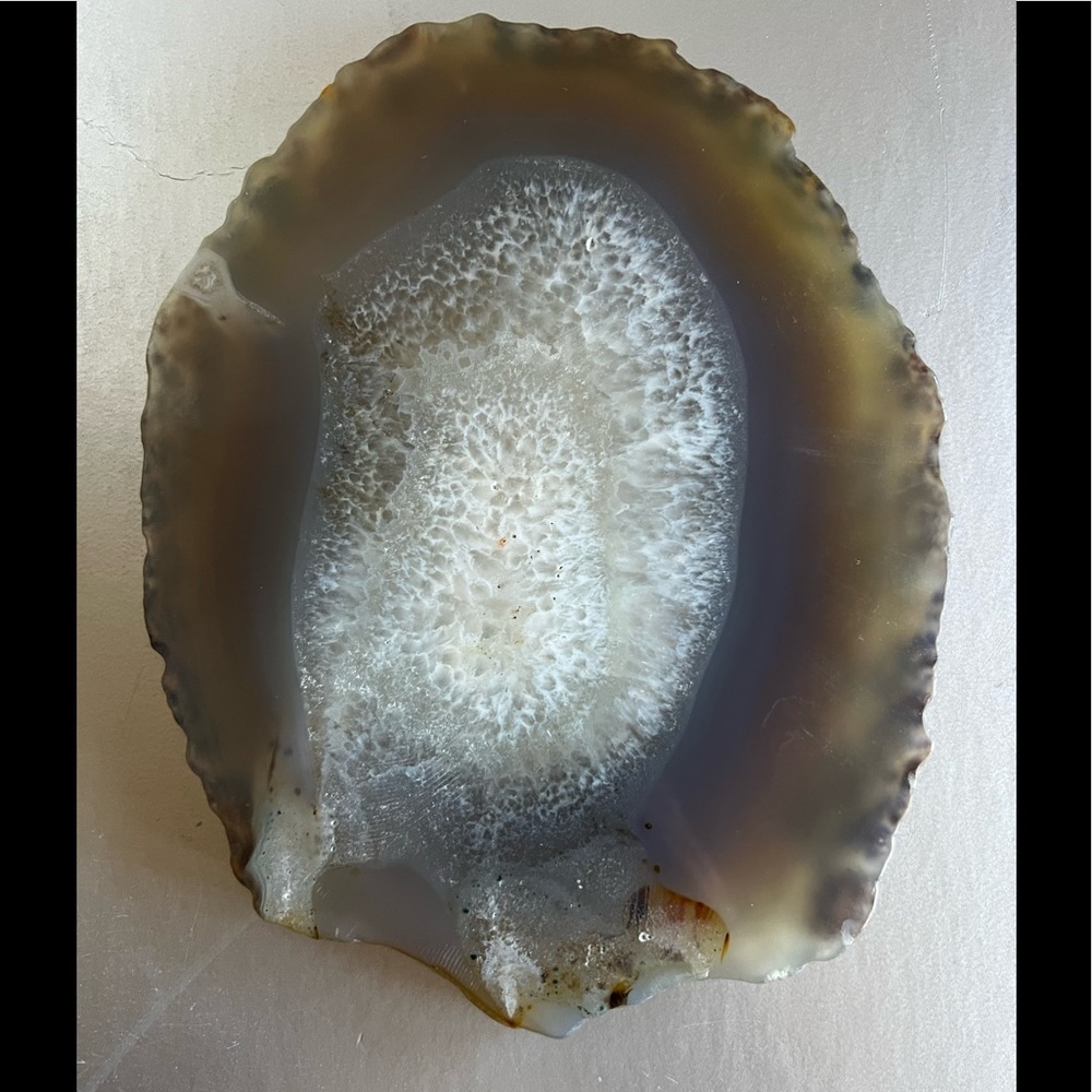 Natural Agate Slice Home Accent - Gray and Brown